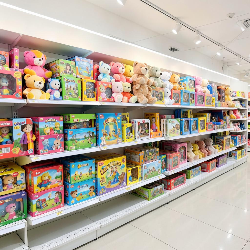 Shelves of colorful toys and games